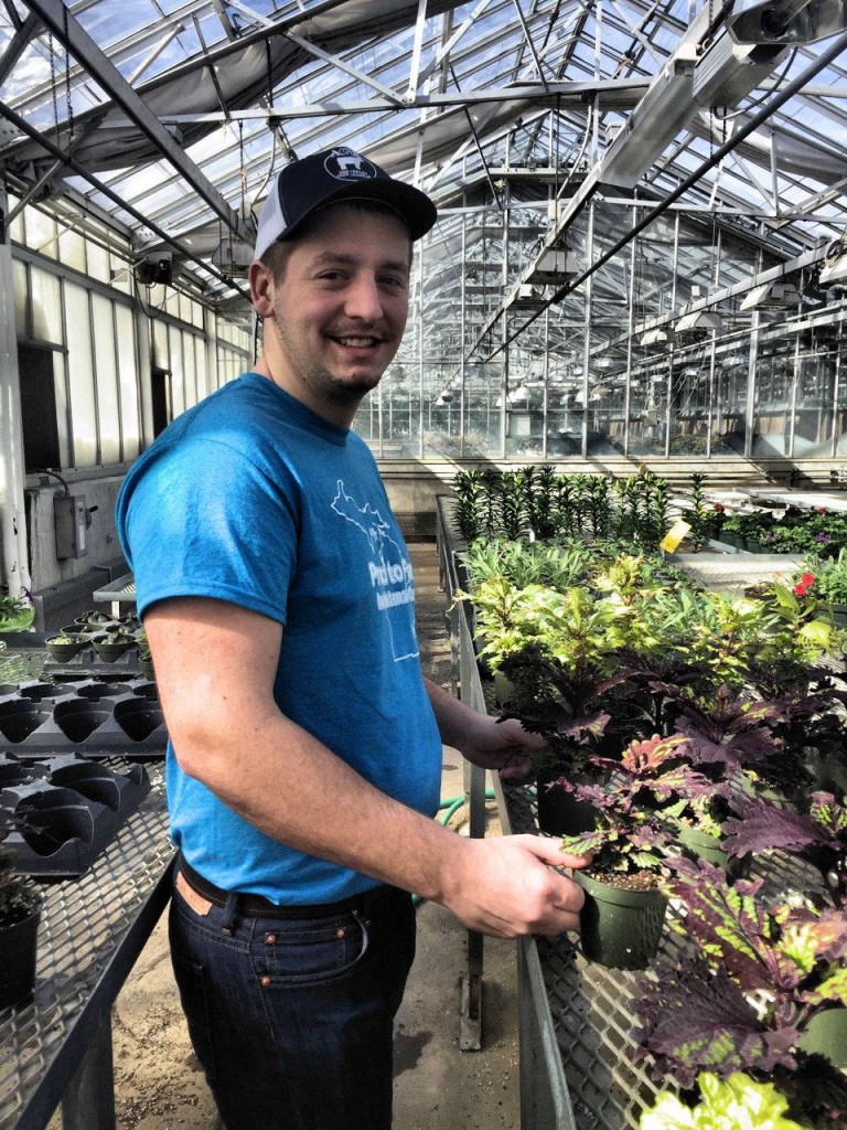 Happy National Ag Week from Chad Fusilier -- seen here working in the greenhouse at MSU where he’s pursuing a degree in Agribusiness management and horticulture. He’s also active with the MSU Collegiate Farm Bureau and was among its volunteers assisting today with Michigan Farm Bureau's Ag Day at the Capitol. When he’s not studying; he’s busy working; preparing to open Fusilier Farms - Chelsea for a third season. Photo and write up courtesy of Washtenaw County Farm Bureau.