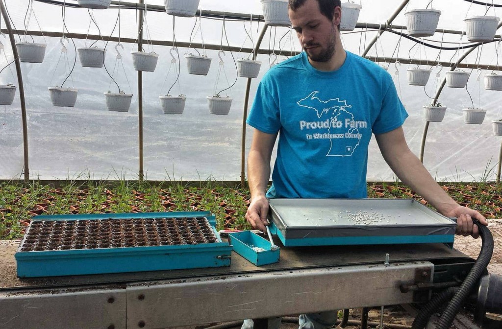 Happy Last Day of Ag Week from the Washtenaw County Farm Bureau Young Farmer chair, Travis Fusilier. In this photo he’s seeding peppers in his family’s greenhouse at Fusilier Family Farms. Travis has an Agribusiness degree from MSU.