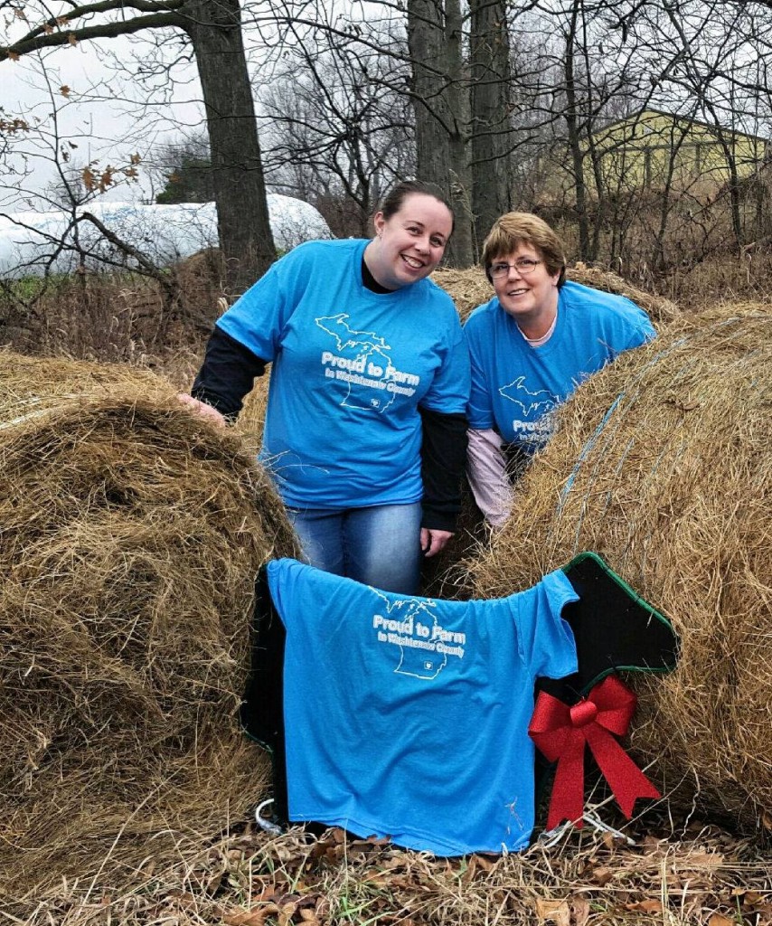 Happy National Ag Week from Amy and her mom Sharon Decoster-Ervin! They’re sporting our beautiful “Proud to Farm in Washtenaw County” t-shirts designed by our Young Farmer Katelyn Horning. You’ll be seeing a lot of these blue shirts this week as we feature and celebrate our members engaged in farming and Ag-related careers. Photo and write up courtesy of Washtenaw County Farm Bureau.