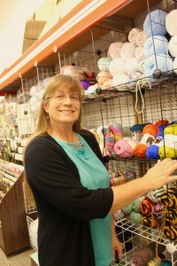 Christine in the yarn section of Pyramid.