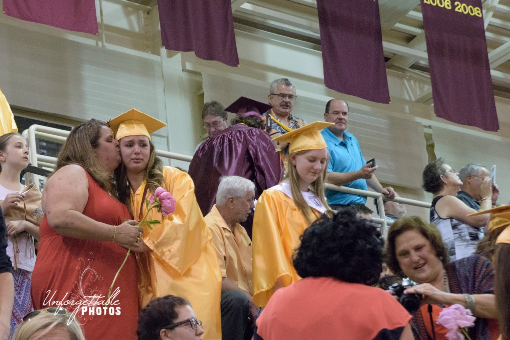 Bailey Suggs and her mother, Natalie, during the flower presentation.