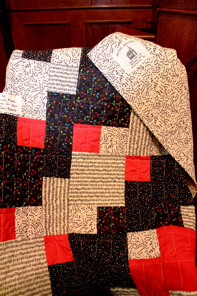 Musical Quilt made by the Bethel Quilters.