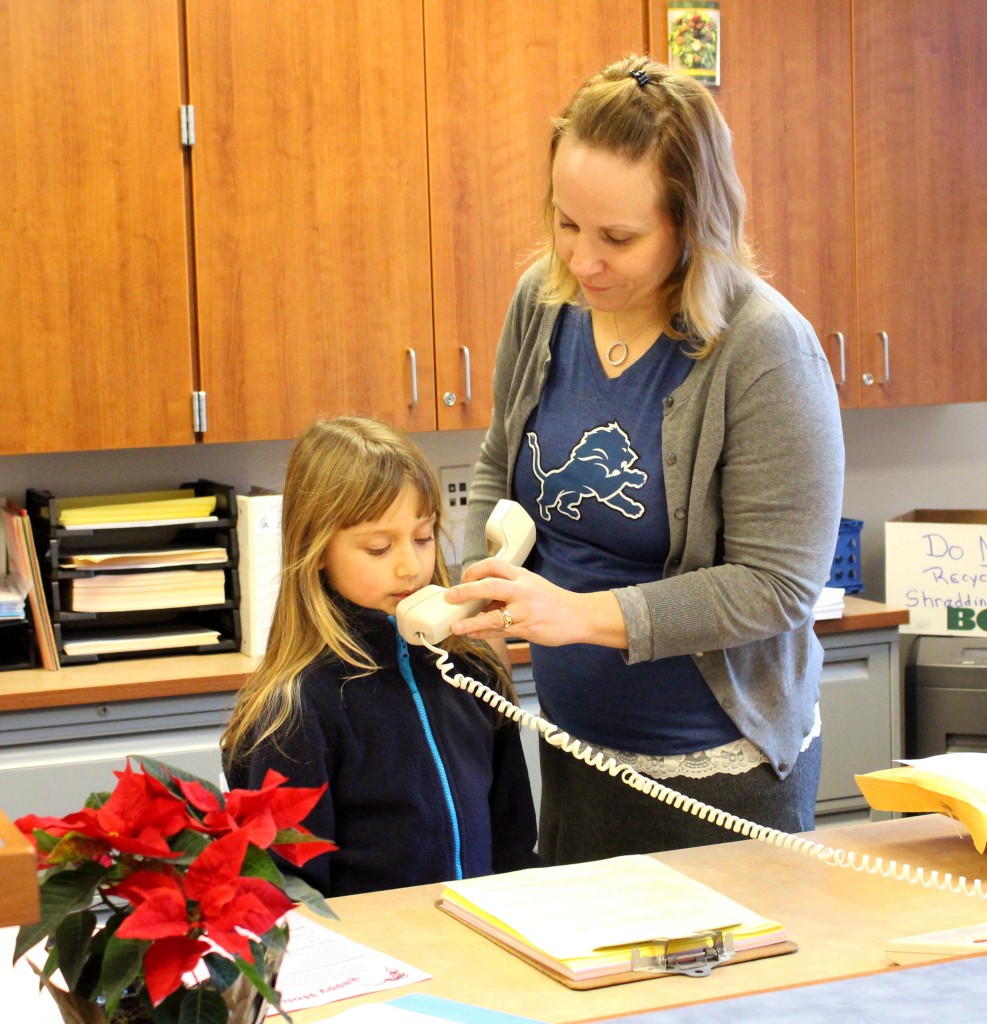 Samantha Seegert and Mrs. Mayes give morning announcements!