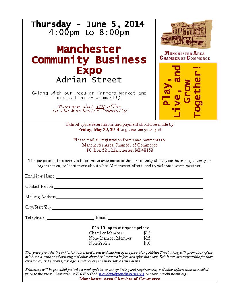 2014 Manchester Community Business Expo Application