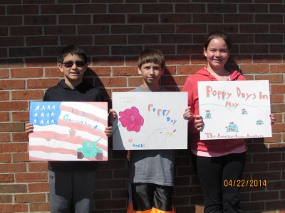 John Barnard, Aiden Creffield, and Libby Burch have been announced as winners of this year's poppy poster contest by American Legion Auxiliary Unit #117