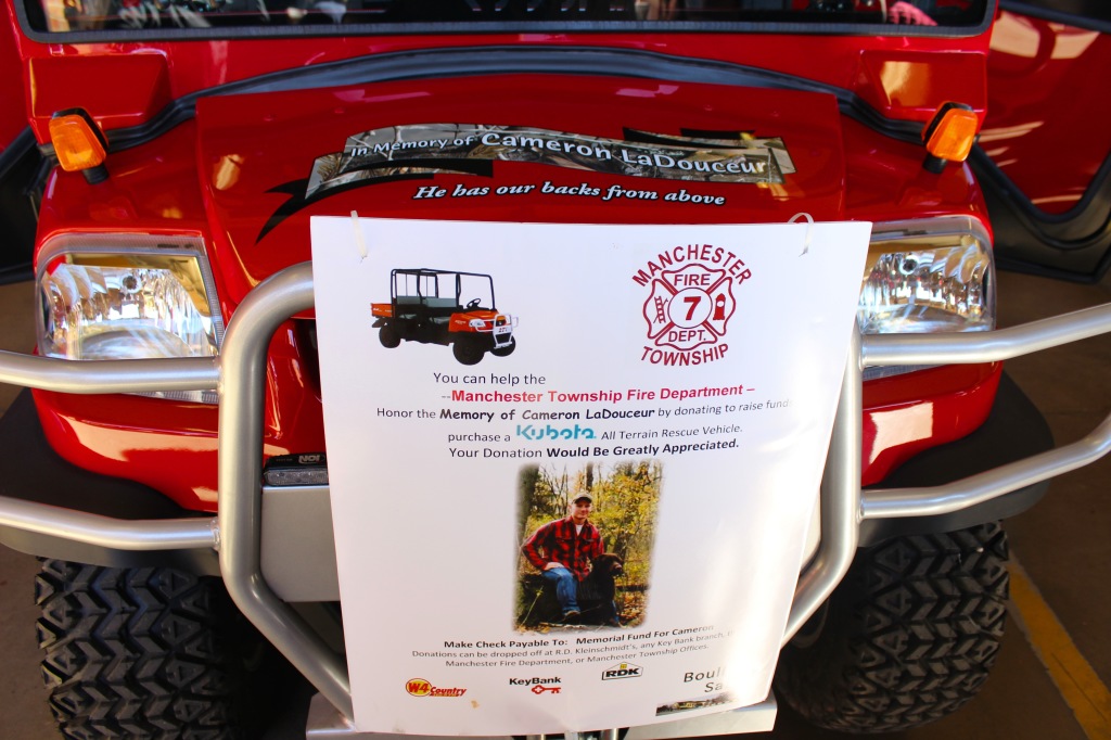 The Kubota ATV purchased in memory of Cameron LaDouceur was a big attraction at Sunday's open house.