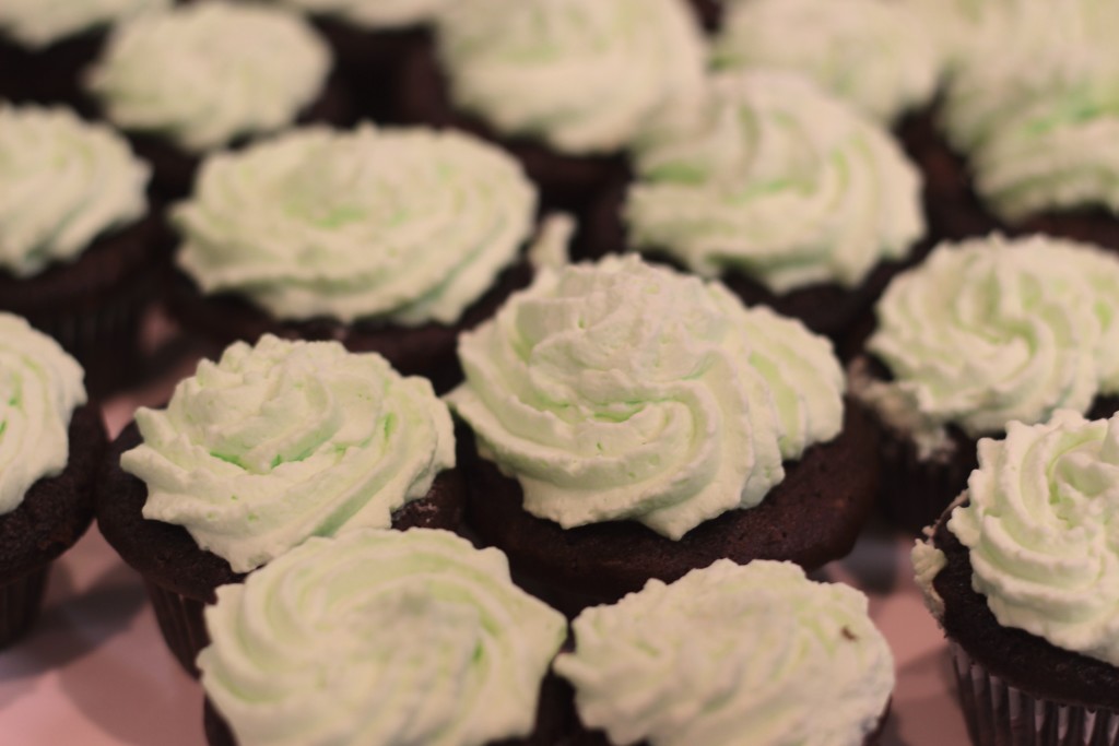 Chocolate Cupcakes with Mint Whip Frosting baked by Shea Van Vuuren for the 2nd Annual All Chocolate Potluck held Saturday, Jan. 31st, 2015.