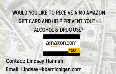 Members of a focus group to survey alcohol and drug use in Manchester will be awarded a $10 Amazon gift card for their participation. 