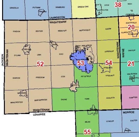Map showing 52nd State District. From SEMCOG