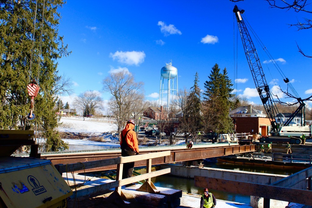 Photo from Feb. 11, 2016. The day the first beam was laid across the river. 