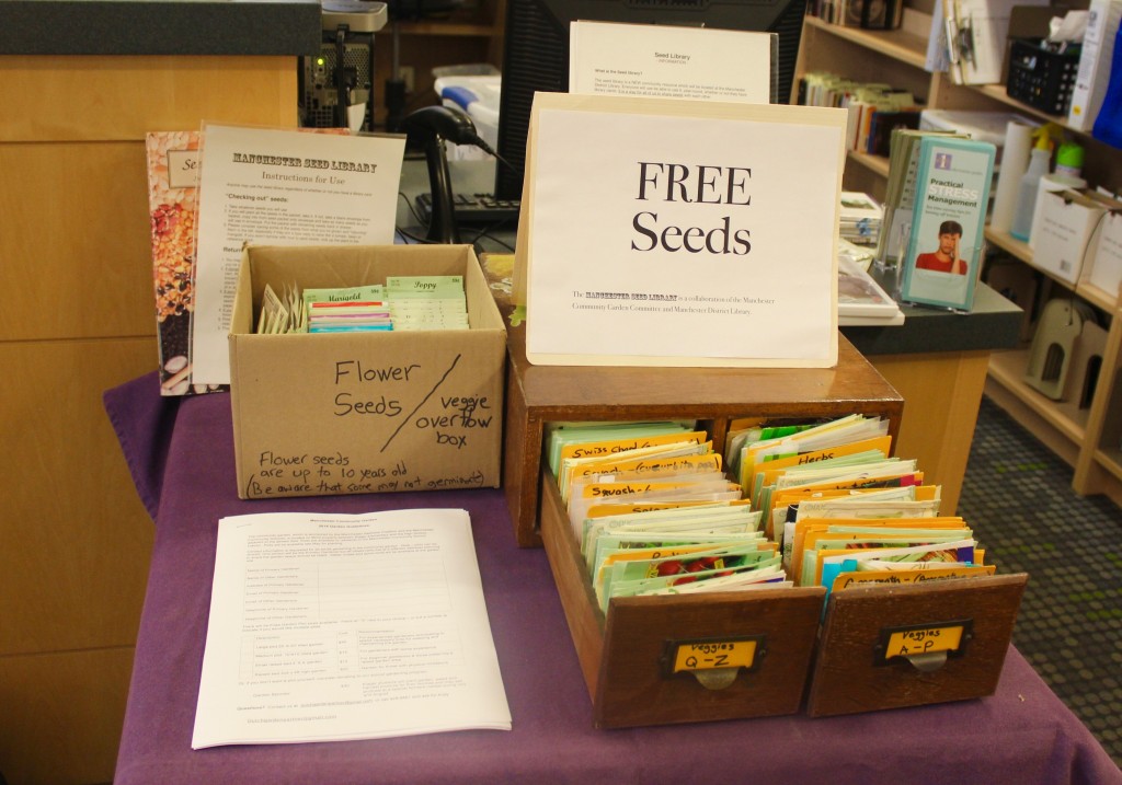 The Manchester Seed Library located at the Manchester District Library is a collaboration between the MDL and the Manchester Community Garden.