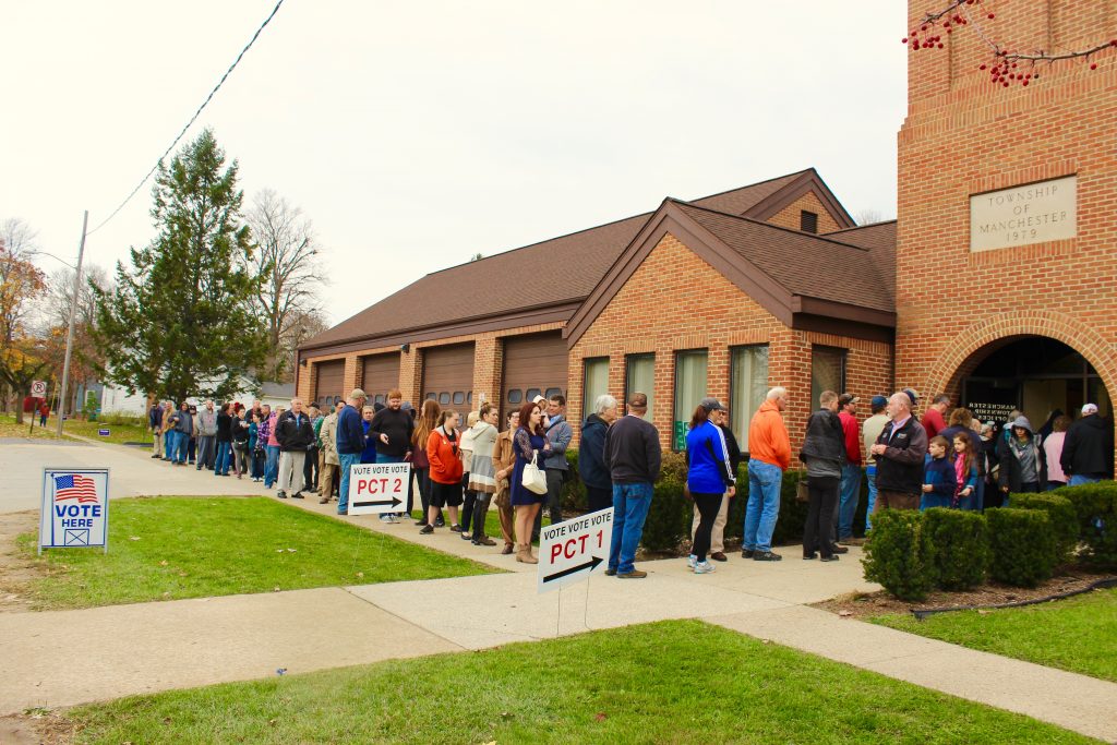 A long line around 11am to vote in Manchester Township. 